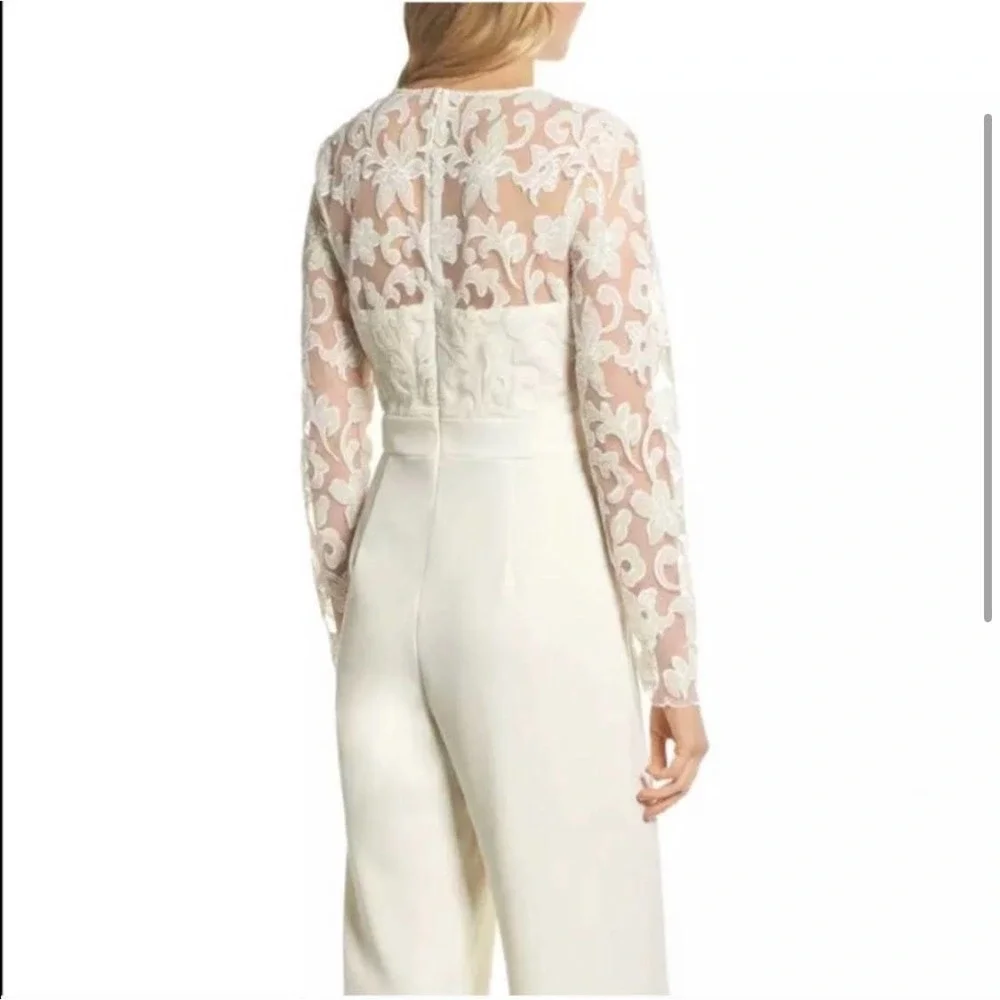 Eliza J Ivory Lace Cream Jumpsuit Women Size 4 - Picture 4 of 15